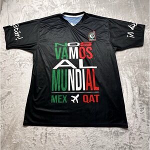 Mexico Soccer Jersey Nos Vamos Al Mundial Qatar World Cup Black Mens XL
